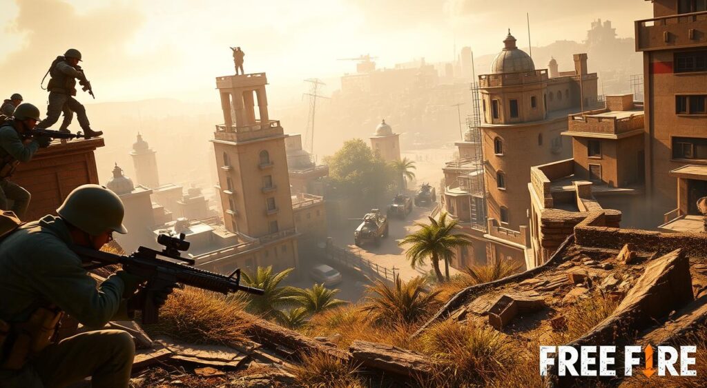 táticas de posicionamento no Free Fire